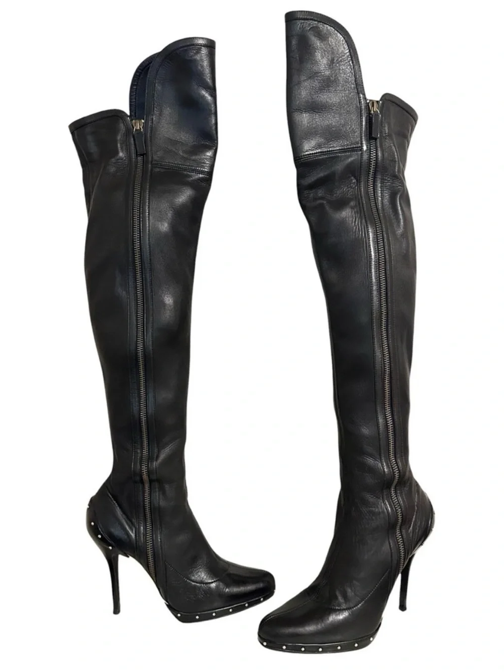 GUCCI Tom Ford Era Black Leather Studded Platform OTK Runway Boot Y2K Fall 2003